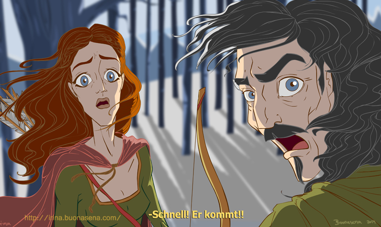 caperucita y el cazador en el bosquefirma3